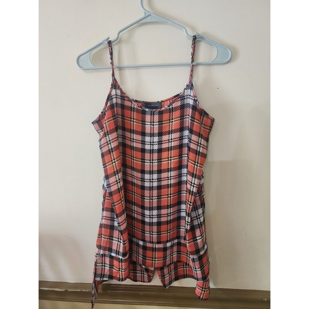 The Limited Plaid Tank Top in Coral, Black & White